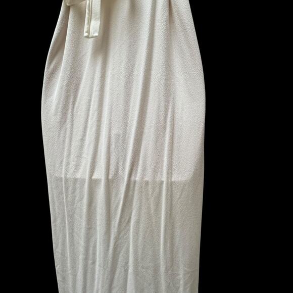 Vintage 1970s White Dress Rose Embroider Prairie Flutter Sleeve Nightgown Tie - Picture 7 of 16